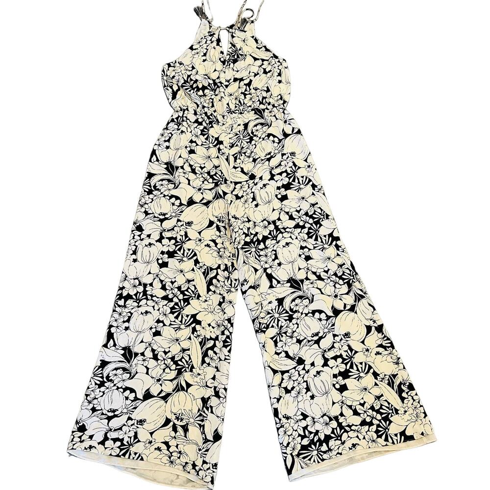 Anthropologie Elevenses Lilium Jumpsuit Medium 100% Silk Floral Wide Leg Floral - Picture 2 of 14